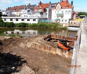 Baugrube nach Hochwasser